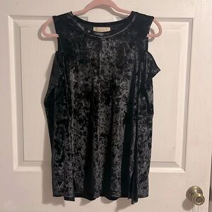 Michael Michael Kors | Black Velvet Like Cold Shoulder Top NWT - Sz L